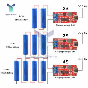 Multi-Cell 2S 3S 4S Type-C DC 3.7V 5V To 8.4V 12.6V 16.8V Step-Up Boost LiPo Polymer Li-Ion Charger 14.8V 18650 Lithium Battery