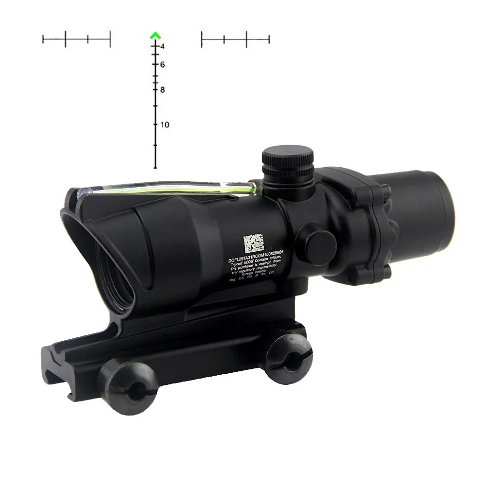 

ACOG Scope Fiber Source Optics Green Illuminated 4x32 Riflescope Real Fiber Tactical 4x Magnifier Optical Sight for Hunting