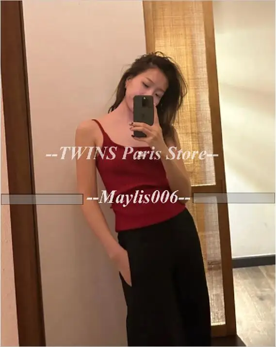 

Fashion Classic Trendy Luxury Designer Cloth Women Summer Embroidered Logo Knitted Suspender Vest Tank Top