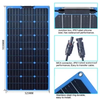 solar panel module 100w 18v flexibel charger monocrystalline cell 3m solar cable 10a 20a controller for battery car yacht rv