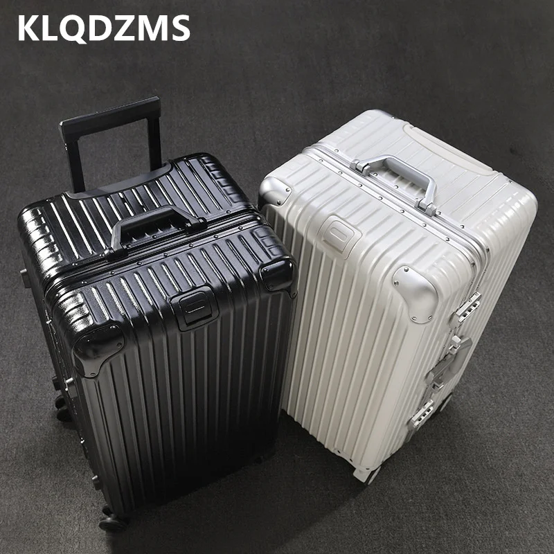

KLQDZMS 20"24"26"28"30"32"34 Inch Men's Luggage Oversized Check-in Box Thickened Aluminum Frame Trolley Case Rolling Suitcase