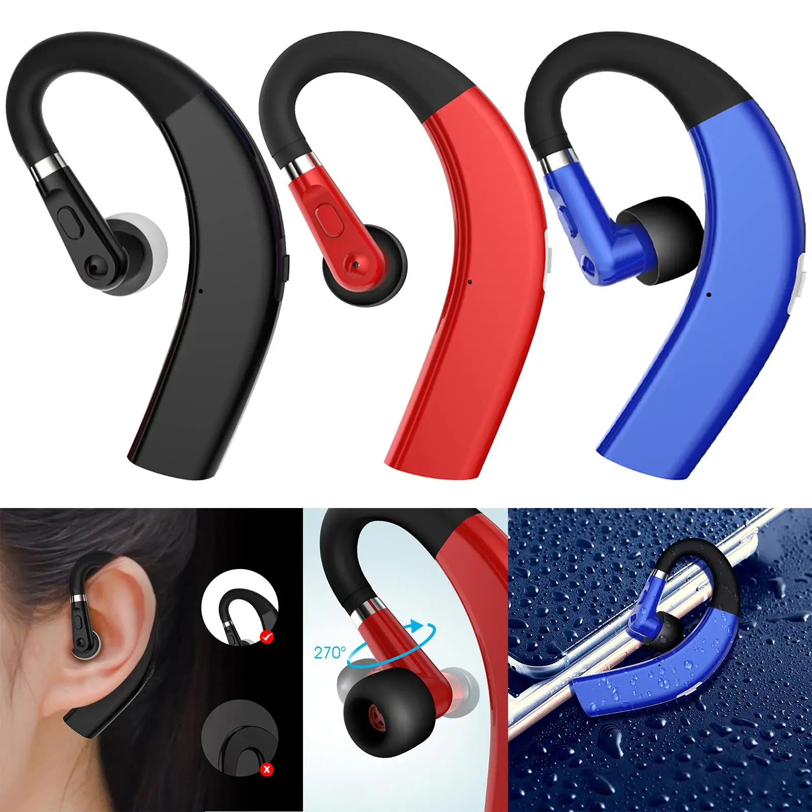 Беспроводные Bluetooth наушники M11 телефоны стерео с одним ухом заушным крючком для