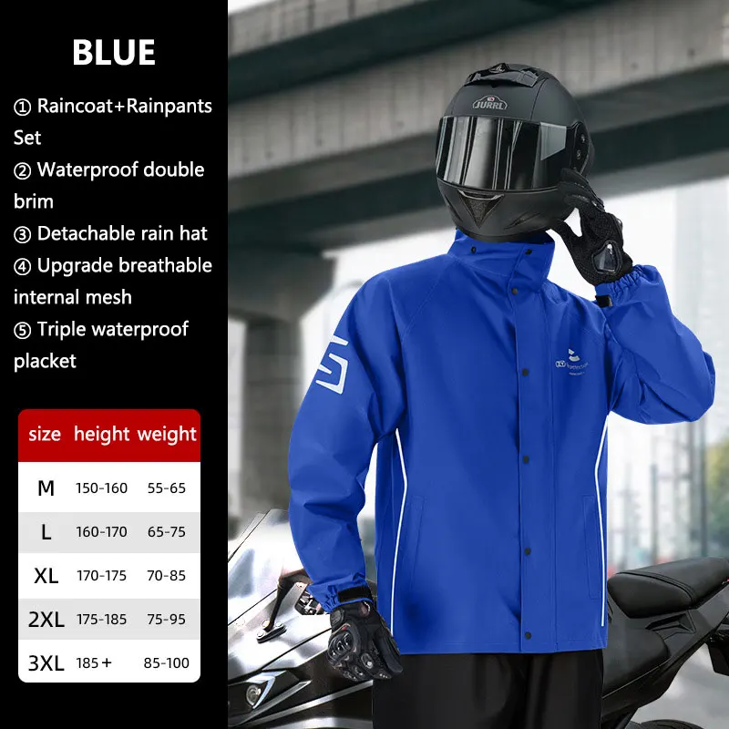

Комплект дождевика и дождевых брюк: полная защита от ливня для езды на электровелосипеде, мотоцикле, курьерской доставки, со светоотражающими элементами, раздельный дождевик