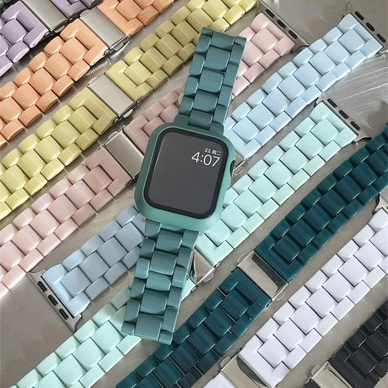 Acrylic Watch Strap For Apple Watch Bracelet Series 8 49mm 7 6 5 4 42mm 38mm Correa Candy For iwatch band 3 44mm 40mm 41MM 45MM