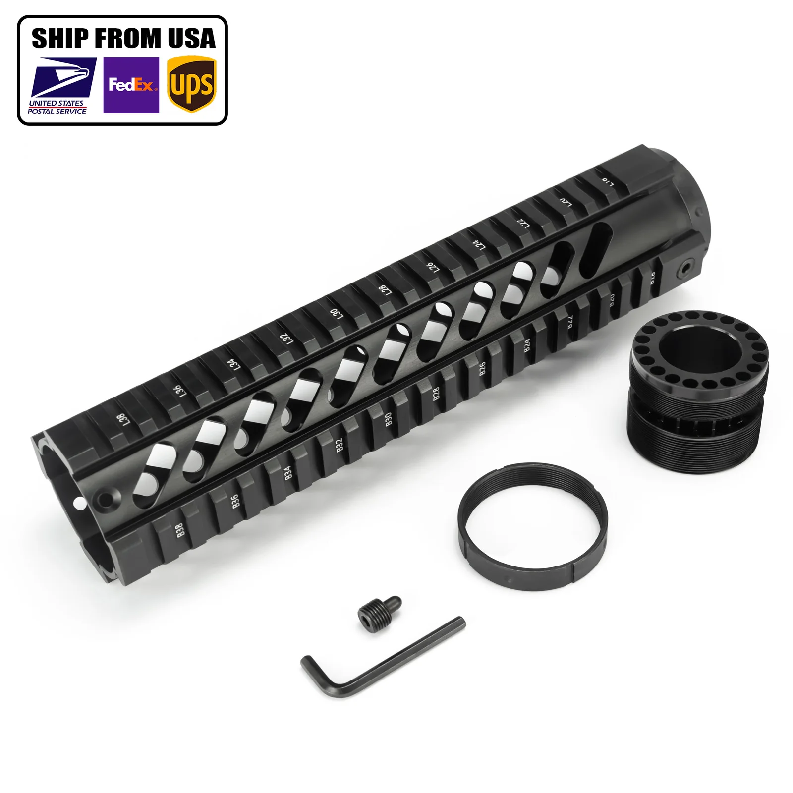 

10"L Super Slim Mlok Handguard AR15 Picatinny Quad Rail Aluminum Barrel Nut Free Float Airsoft Scope Mount Accessories M4 M16