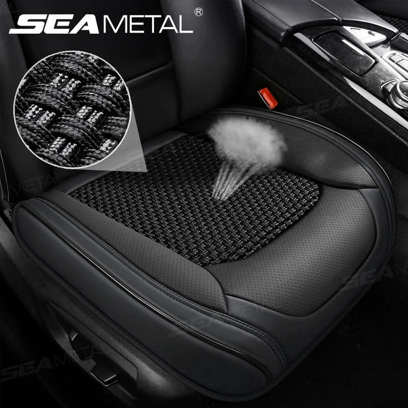 SEAMETAL Breathable Car Front Seat Cover Ice Silk Cooling Seat Cushion Full-Wrapped Anti-Scratch Car Seat Protector Universal