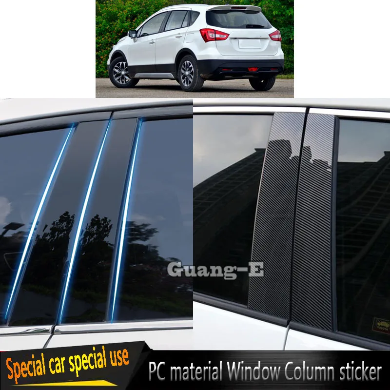

For Suzuki S-cross SX4 2017 2018 2019 2020 Car PC Material Pillar Post Cover Door Trim Window Molding Sticker Plate Parts