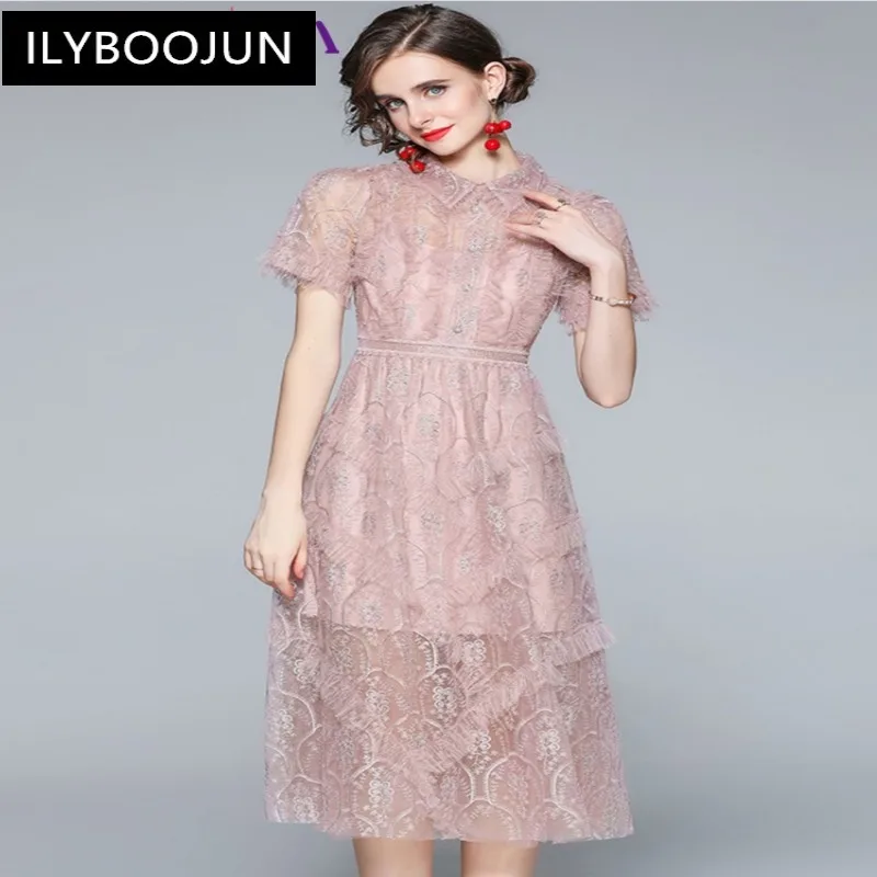 

Women Luxury Embroidery Dress Festa High Quality Wedding Cocktail Party Robe Femme Vintage Designer Mesh Vestidos