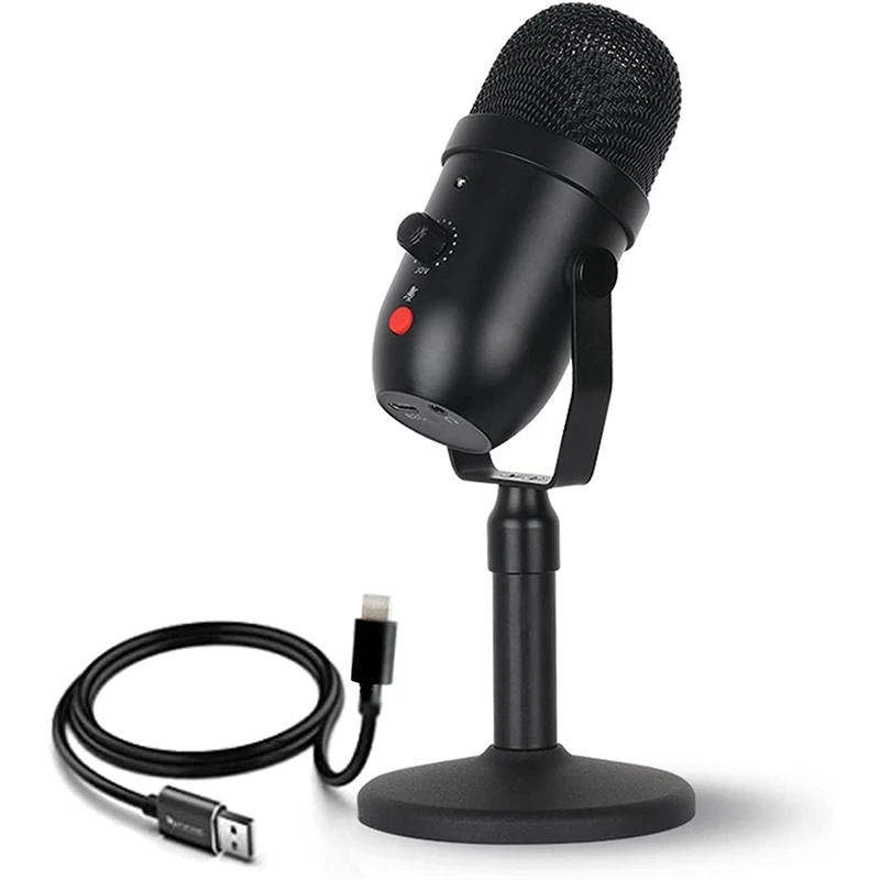 

USB Condenser Microphone With Mute And Volume Adjustment Function For Home Recording/Live Broadcast/Youtube/Podcast