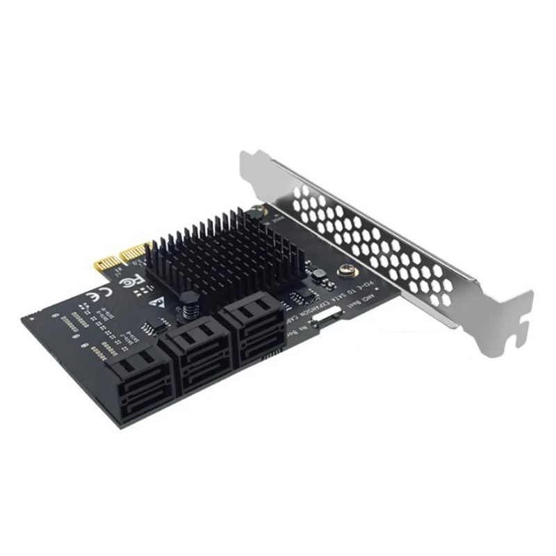 

PCIE карта расширения 6-портовая PCI Express 1X к Sata 3,0 карта расширения жесткого диска PCI-E X1 / X4 / X8 / X16, 6 Гбит/с