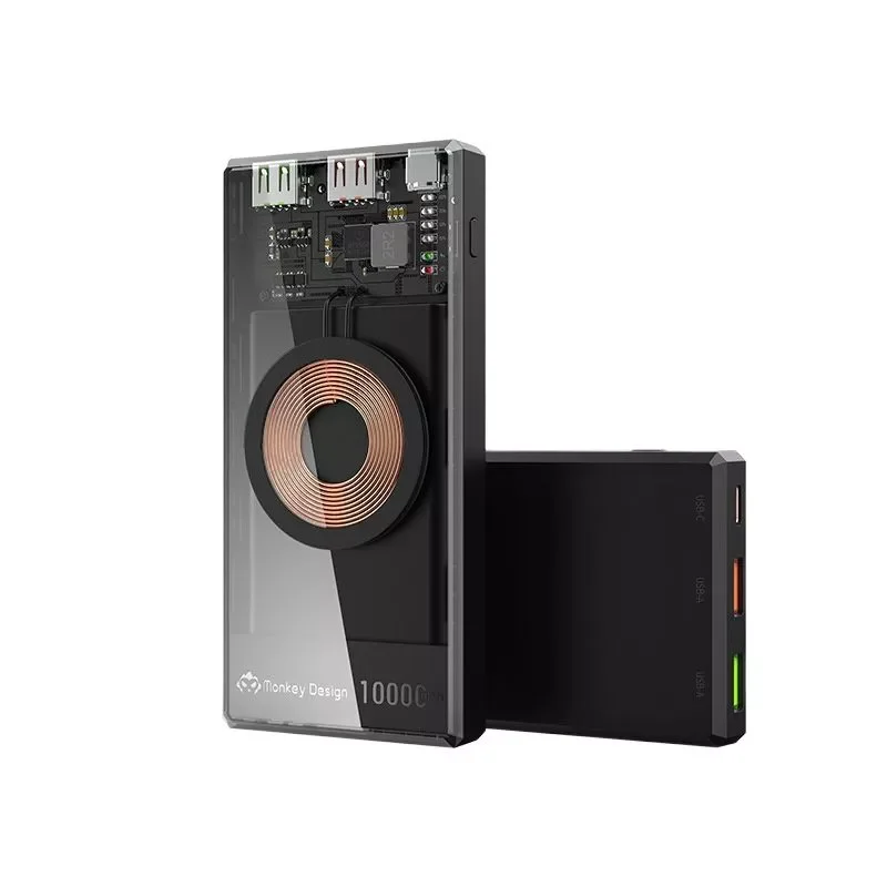 

2023New Power Bank Wireless Charging PD20W Transparent External Battery Pack Mobile Phone Auxiliary Battery For iPhone Xiaomi Sa