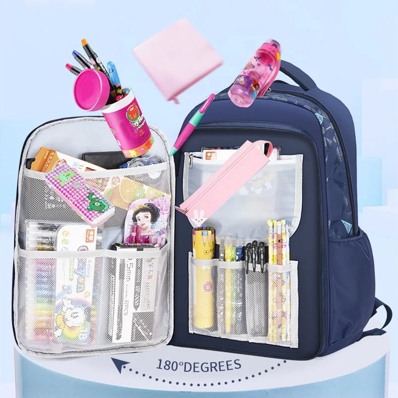 Children Simple Large Capacity Backpacks New Girls Boys Primary School Students Pen Bags Refrigerator Side Open Leisure Backpack