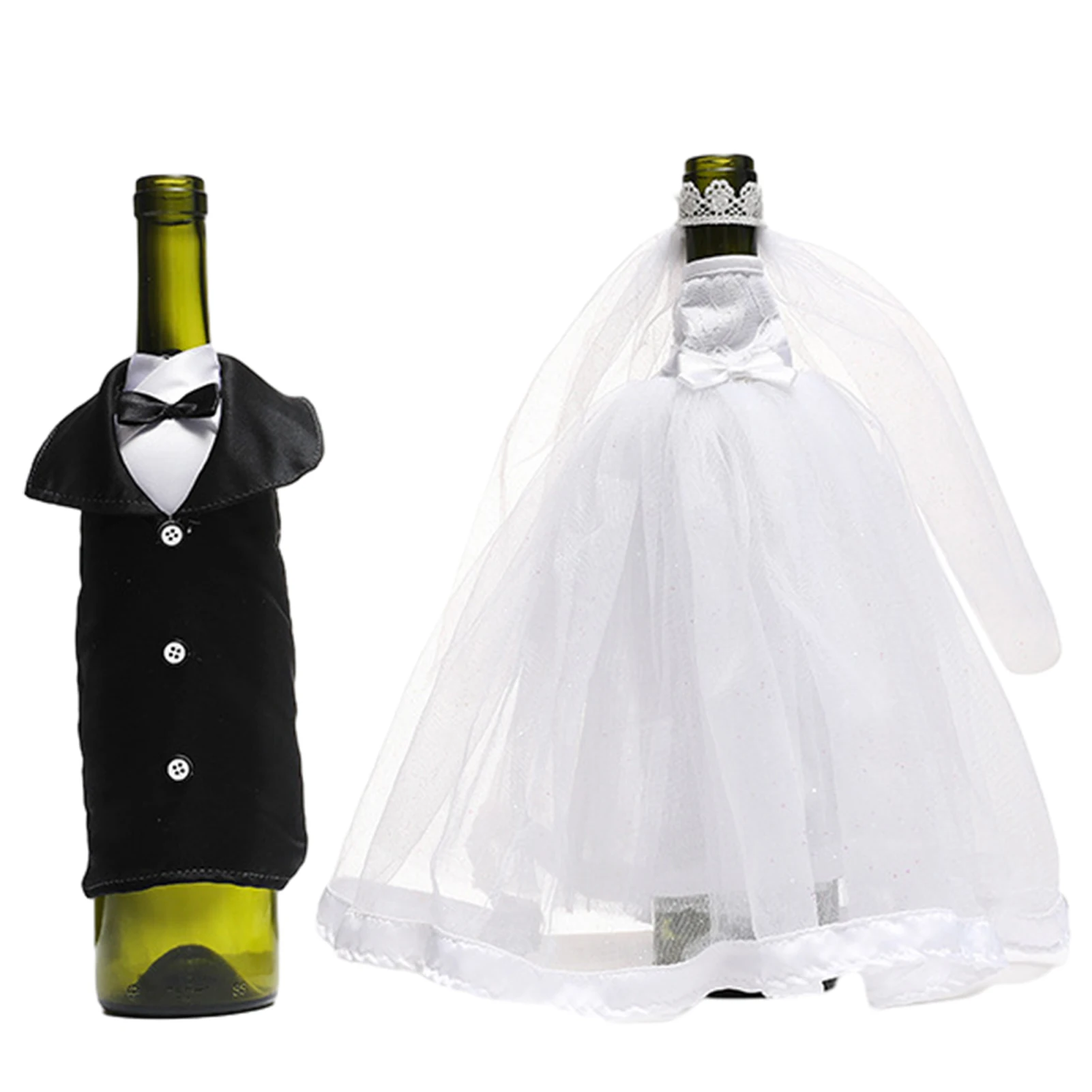 

Свадебные забавные подарки, 4 шт., чехлы для винных бутылок, черный смокинг для жениха и невесты, центральные части стола цвета шампанского, для помолвки и невесты