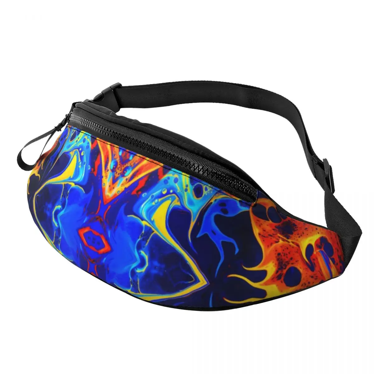 

Neon Paint Print Waist Bag Colorful Swirling Polyester Print Waist Pack Male Running Bag