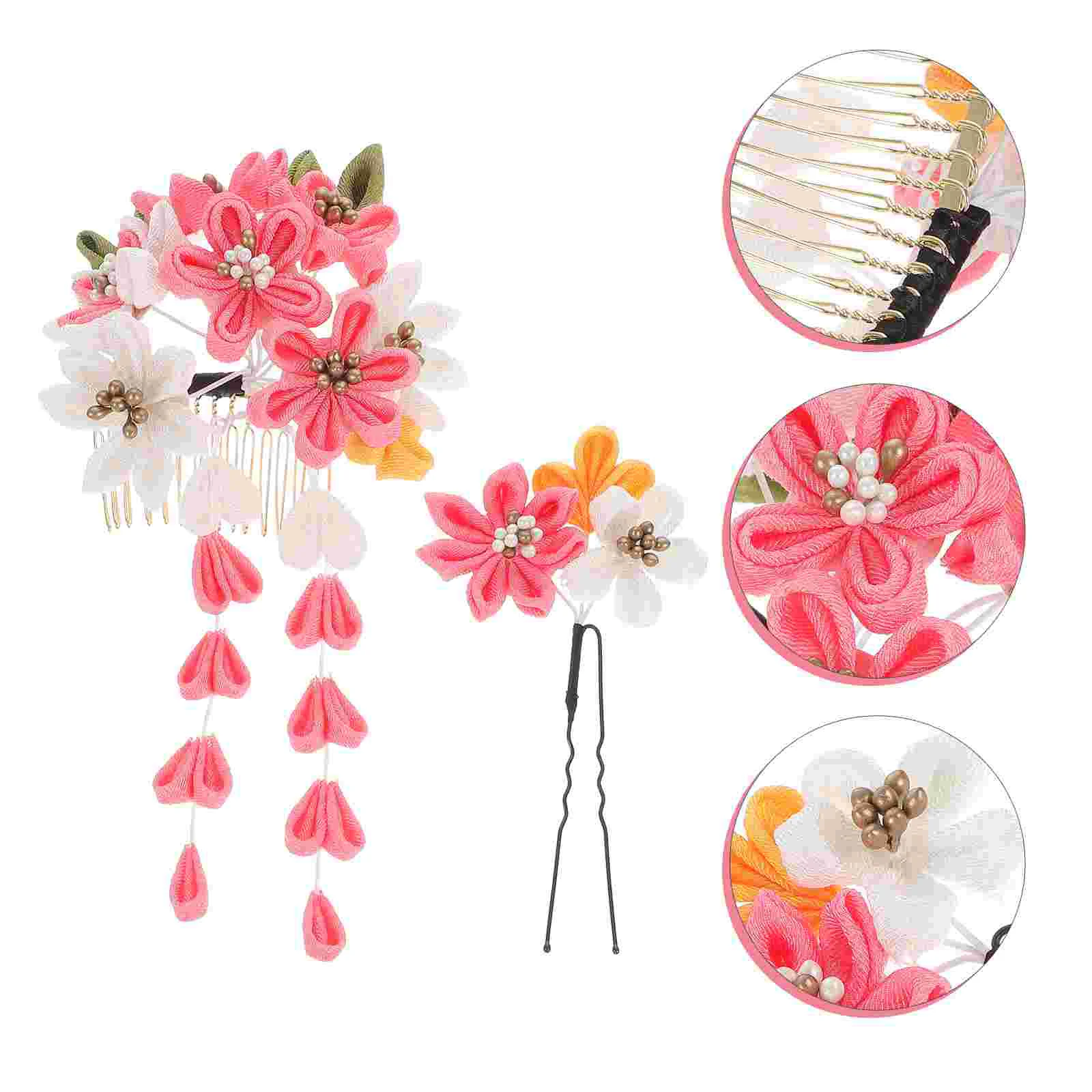 

Драпированные заколки из ротанга, украшения, Цветочная расческа, аксессуары из полиэстера в японском стиле для невесты