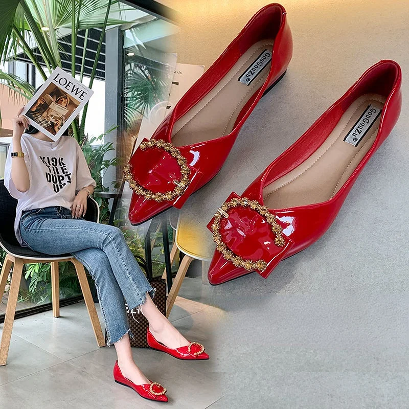 

Женские туфли из лакированной кожи, розовые туфли-лодочки на высоком каблуке, свадебная обувь на плоской подошве, новинка 2023