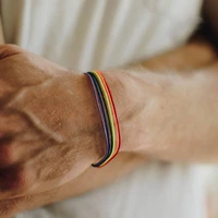 2022 new ins woven rainbow bracelets for women men fashion bisexuals braided bracelets on hand jewelry gift