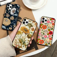 bunga antik yang digambar tangan flower phone case for iphone 12 11 13 7 8 6 s plus x xs xr pro max mini