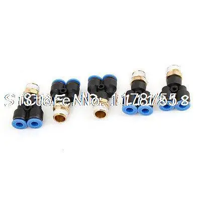 

5 Pcs 1/4"PT Male Threaded 6mm Push in One Touch Pneumatic Quick Fittings