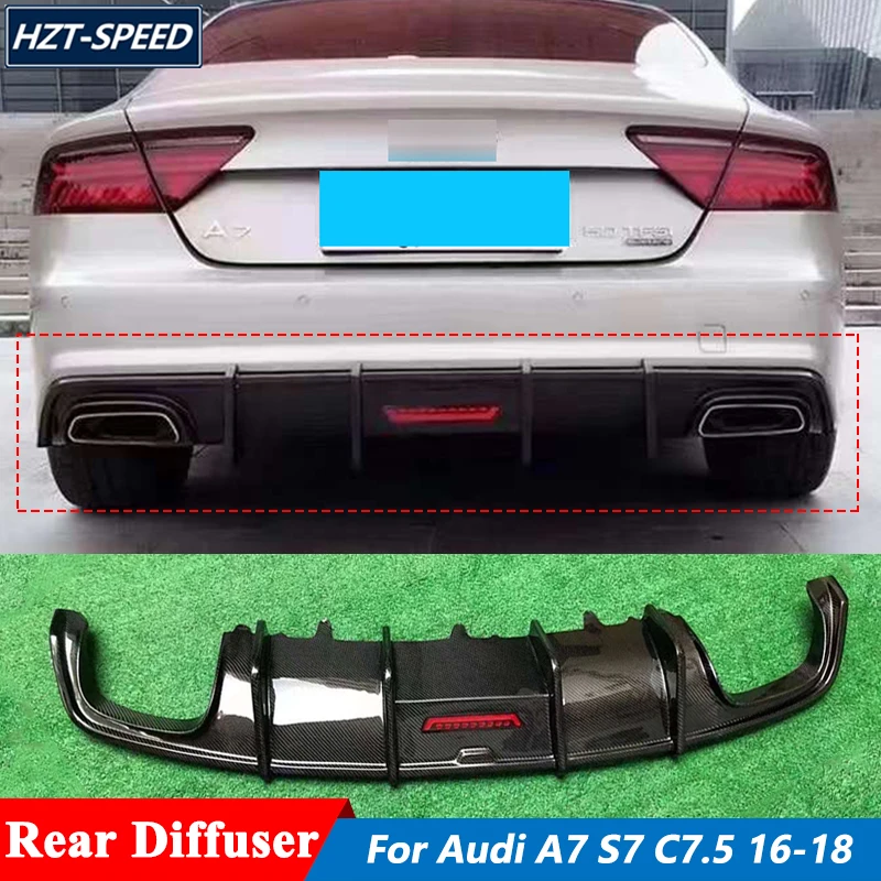 

K Style Carbon Fiber Rear Bumper Lip Diffuser For Audi A7 S7 C7.5 Tuning 2016-2018
