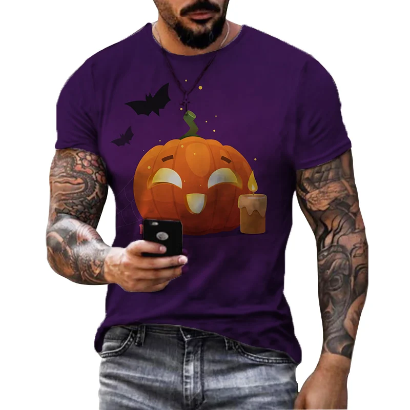 

2022 New Halloween Men's T-Shirt Halloween Pumpkin Print Top Short Sleeve Pumpkin T-Shirt