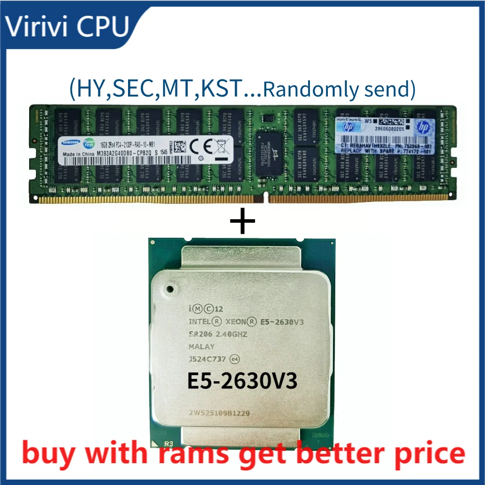 

DDR4 16G Server ram 2133Mhz with E5-2630v3 2.4GHz 20M 8 Core 16 Thread 85w LGA 2011-3 Processor Server memory