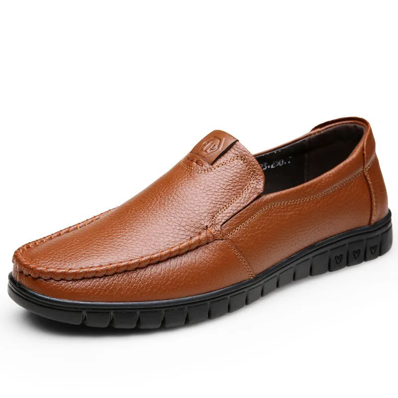 Мужские кожаные мокасины коричневые или черные повседневные туфли из дышащего