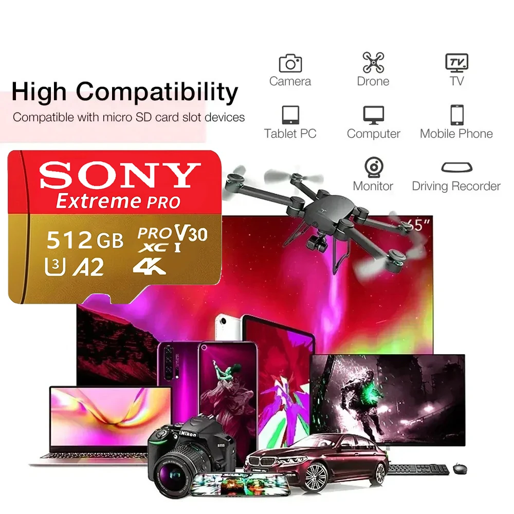 Карта памяти Sony Micro SD 1 ТБ 512 ГБ 256 ГБ 128 ГБ 64 ГБ U3 4K High Speed C10 Flash 2026 (art.: 3920d870b7004) - 3920d870b7004