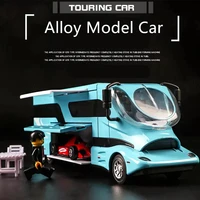 128 touring rv alloy car model die cast metal campervan dining car childrens acousto optic return toy car collection ornaments