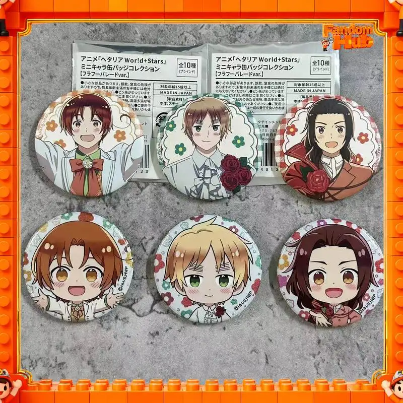 Фото Оригинальный голографический значок-пин из серии Hetalia Flower Series с Ван Яо и Артуром Киркландом (чиби), аниме-атрибутика, игрушка, подарок №1