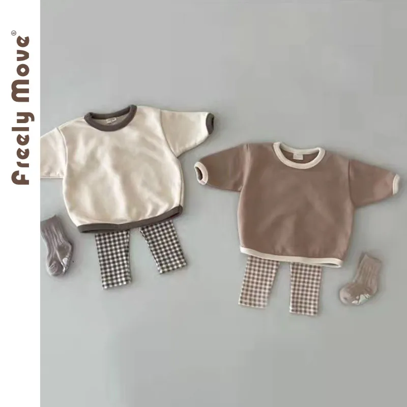 

Autumn Toddler Baby Boy Girl Clothes Sets Baby Girl Clothing Set Long Sleeve Shirt Plaid Pants Kids 2Pcs Suits Outfits
