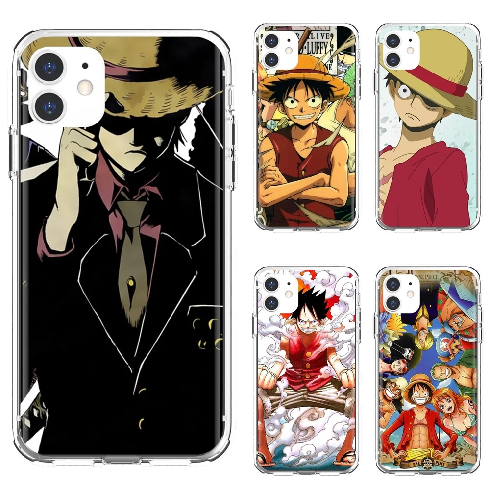 

TPU Transparent Covers For iPhone 10 11 12 13 Mini Pro 4S 5S SE 5C 6 6S 7 8 X XR XS Plus Max 2020 ONE-PIECE-Luffy