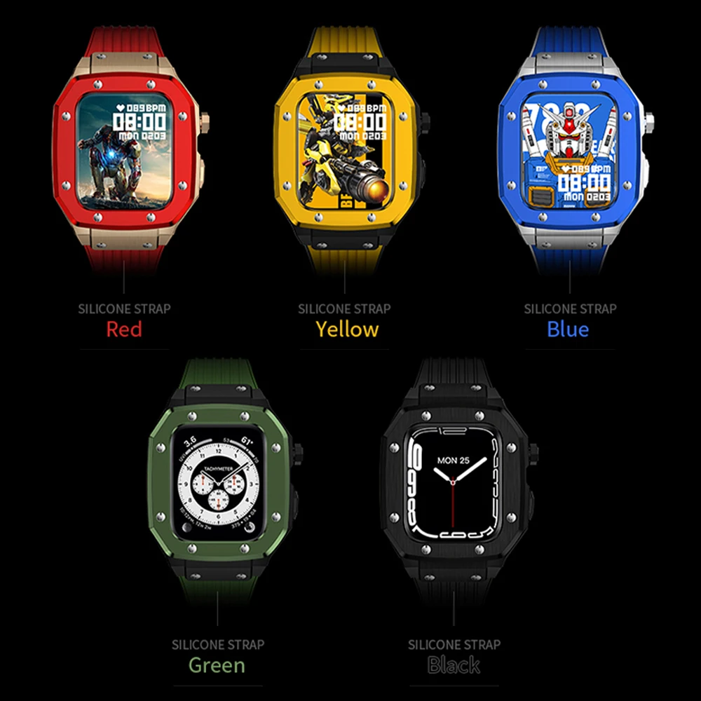 Case+Strap For Apple Watch Series 8 7 6 5 SE Metal Protective Case Band For iWatch Correa 45mm 44mm Bracelet Silicone Watchband