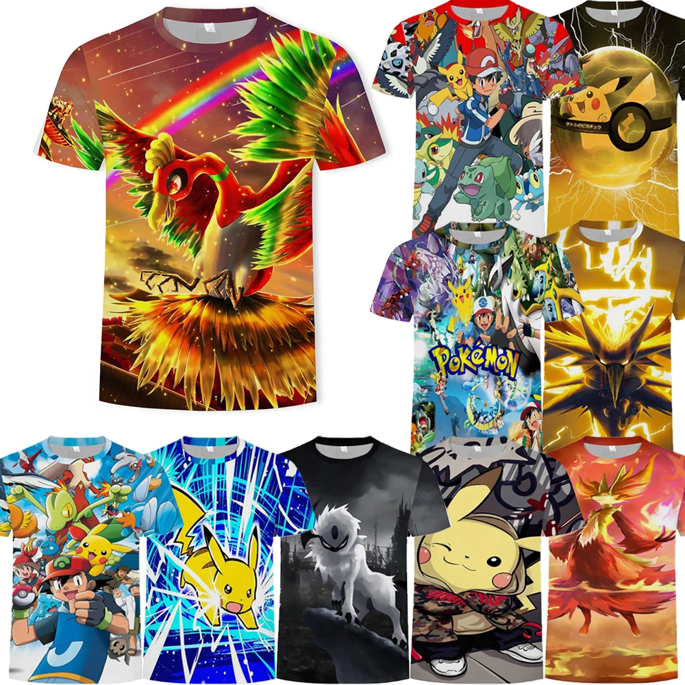 

Unisex T-shirts Men's T-Shirt New Pikachu Anime Pokemon High Quality 6XL Oversized Kawaii Pikachu Y2k Clothing Hip Hop Pokemon