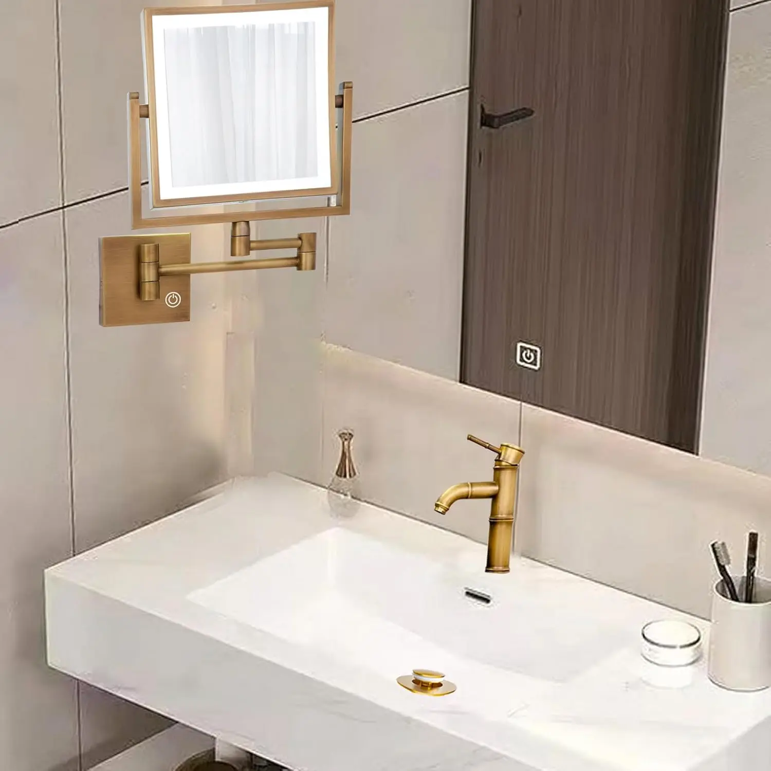 Зеркало для ванной со светодиодной подсветкой и увеличением в 3 раза