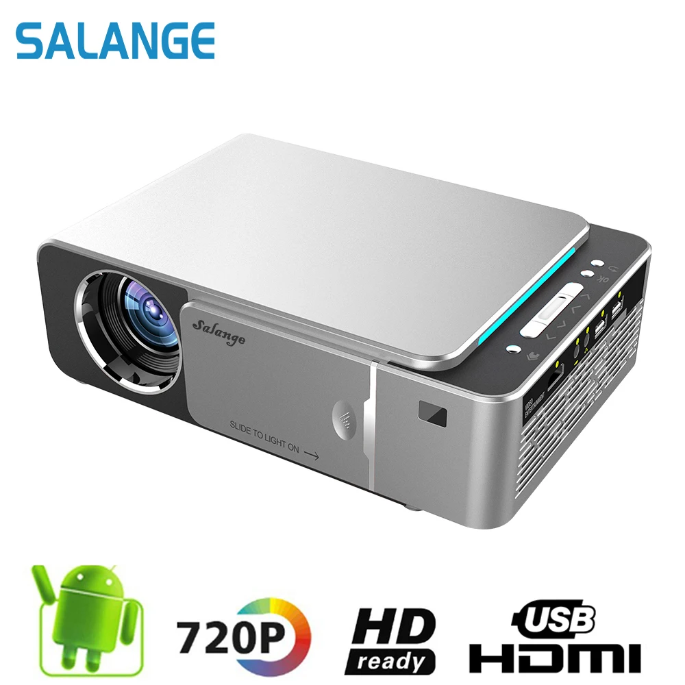 

Salange P20 Led Portable Projector for Home Theater Video Proyector 720P 2600 Lumens Android 7.1 HDMI USB AV VGA Education Beam