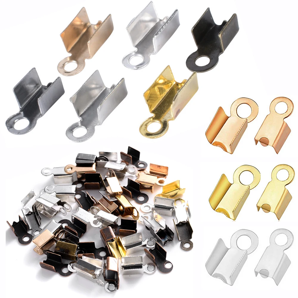 Зажимы для шнурка Концевики складные Обжимные бусины ленты кожаные зажимы