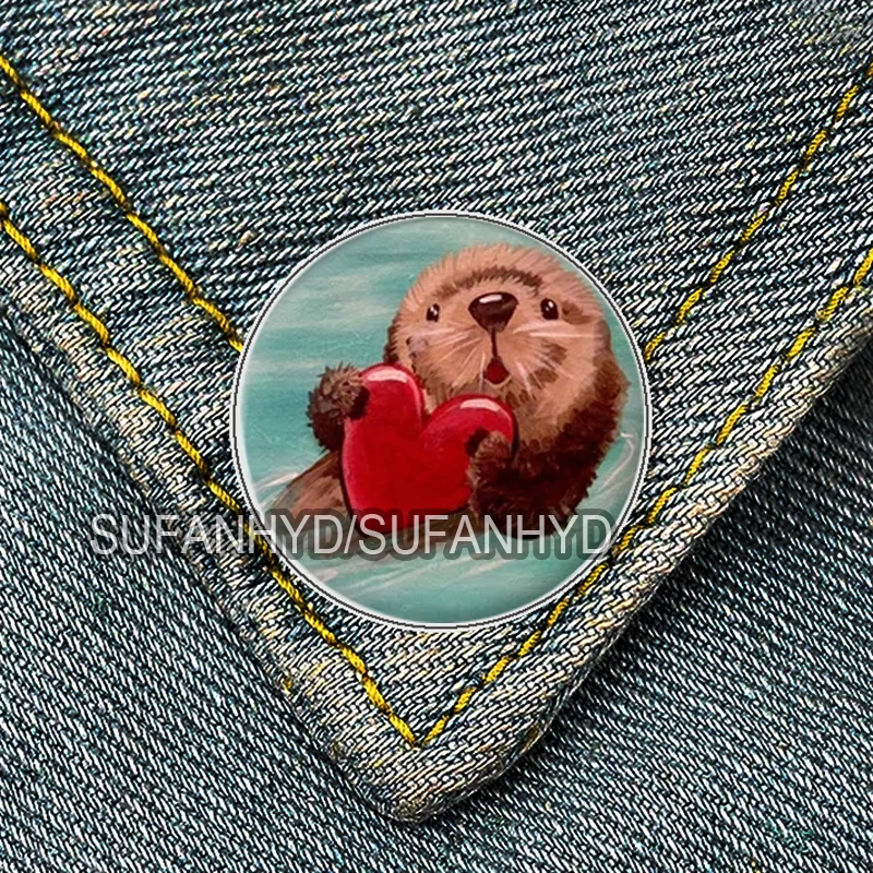 Брошь-значок из нержавеющей стали в виде выдры