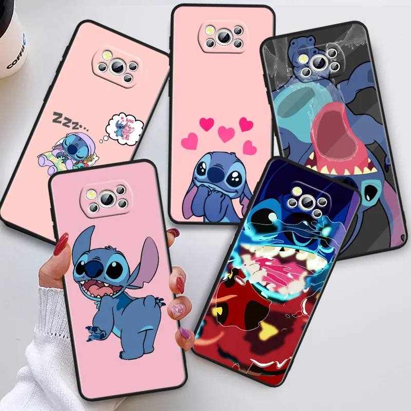 

Cute Lilo Stitch Phon Case For Xiaomi POCO C50 C40 C31 C3 M5S X4 M4 M3 F4 F3 GT F2 F1 X3 NFC X2 Pro Black Cover