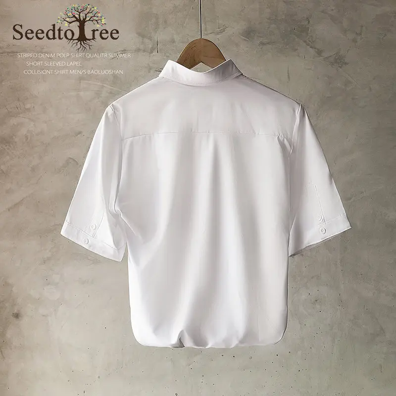 Summer Solid Color Men's Casual Shirts Short SleeveTurndown Collar Single Breasted Simple Fashion Shirts
