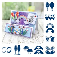 new arrival 2022 rainbow flower love umbrella die stamps and dies scrapbook diary decoration embossing template maker albums