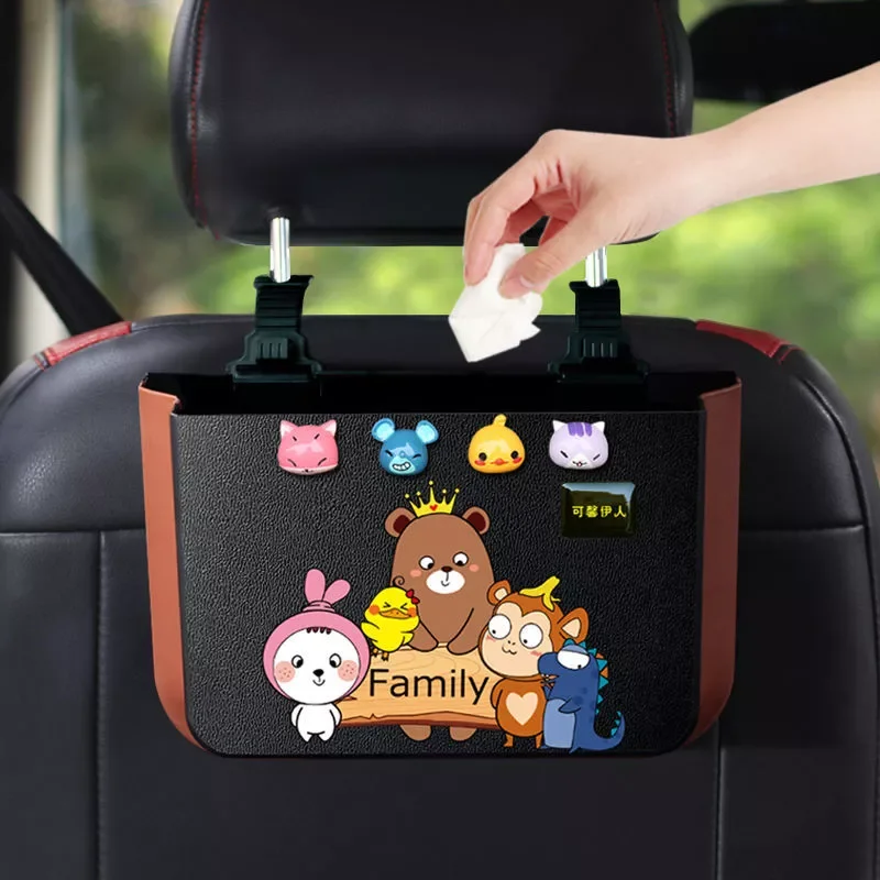 

Car Trash Can Foldable Car Supplies Storage Bag Hanging Car Seat Rear Storage Multi-function