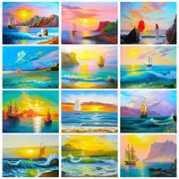 gatyztory acrylic painting by numbers for adults drawing by numbers seascape wall art on canvas gift hand painting picture paint