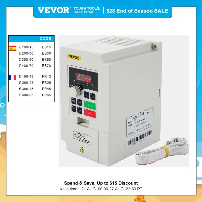 VEVOR 2.2/3/4/7.5KW VFD преобразователь частоты 110V/220V 1/3P вход 3P выход переменной частоты привода CNC двигатель инвертор конвертер