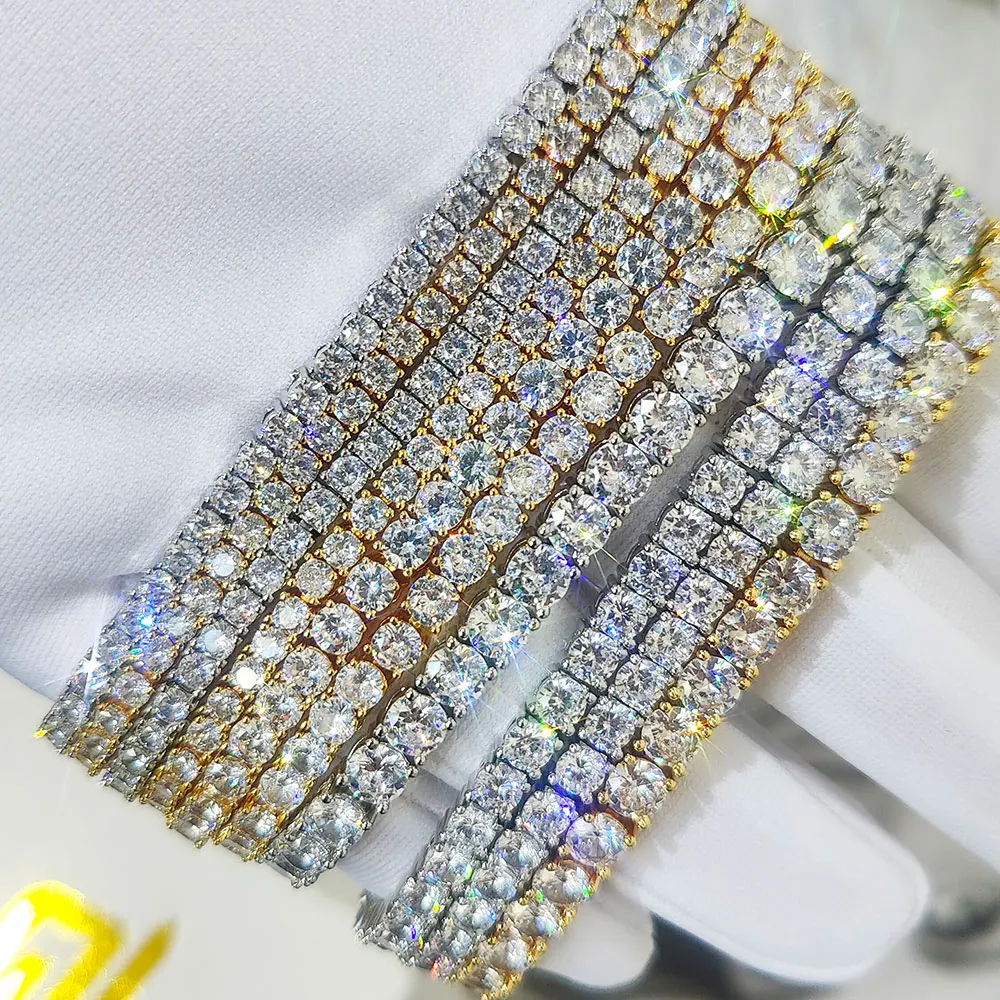 

Hip Hop Luxury Iced Out Rapper Women Tennis Chain Cubic Zirconia Bracelet with Spring Clasp Bling CZ Jewelry Gift For Men