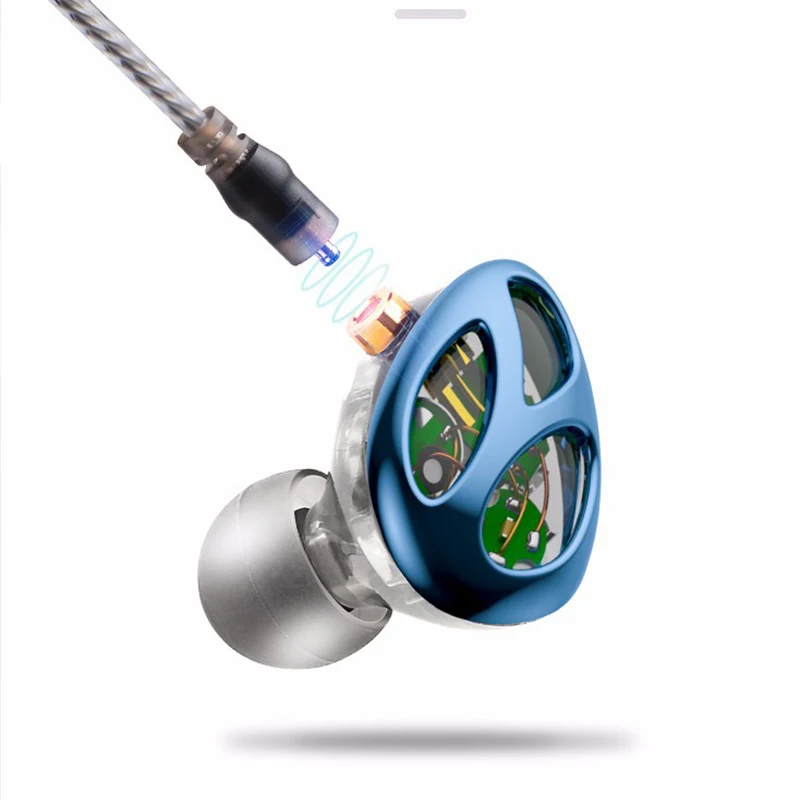 

Double moving coil line Hybrid Technology HIFI Headphones Noise Reduction Music Stereo In Ear Monitors Earphones Detachable Cab