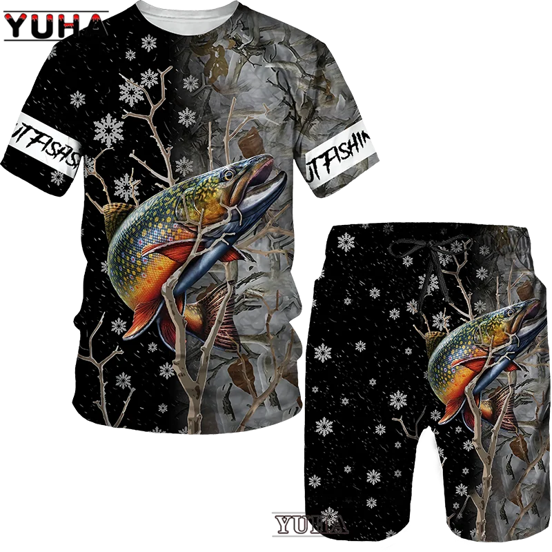 Carp Fishing 3D Printed Summer Funny T-shirt Shorts Set Men's Sportswear Tracksuits O Neck Short Sleeve Cool Men's Clothin