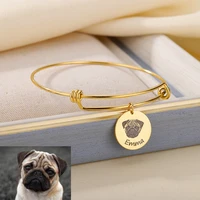 personalized pet photo bangle custom dog cat picture bracelets for women men stainless steel cuff bracelet jewelry gift