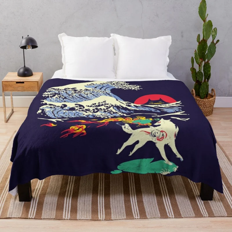 

Одеяло The Great Wave off Oni Island квилт для софы Kawaii