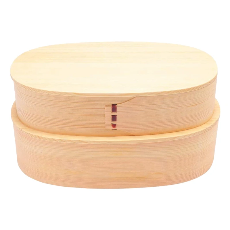

Wooden Lunch Box Double Layer Sushi Bento Container Food Carrier Bowl For School Office (White)